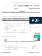 2.º Teste de Matemática A 11.º 19: 1.º Período 05/12/2022 Duração: 90 Minutos Nome: N.º: Classificação: O Professor