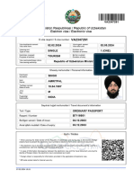 Amritpal Singh Uzbekistan Visa