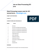 Lesson Note On Data Processing SS1 Second Term