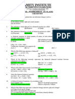 Chemical Equations and Reactions Ws Solved