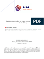 La Didactique Du Fos en Syrie: Enjeux Et Perspectives: To Cite This Version