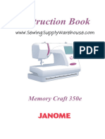 Janome Memory Craft 350E Sewing Machine Instruction Manual