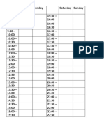 Timetable For Weekends