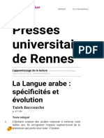 L'apprentissage de La Lecture - La Langue Arabe - Spécificités Et Évolution - Presses Universitaires de Rennes