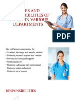 Roles and Responsibilities of Nurses in Various Departments