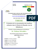 M. Tidiane DIARRA: Evaluation de La Consommation Des Bouillons Culinaires Dans Le District de Bamako (Cas de Sébénikoro)