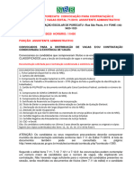 Convocação para Contratação e Distribuição de Vagas Assistente Administrativo 04 Fev 2020 11H30