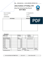 The Indian Institute of Welding ANB: Welding Test Witnessing Data Record