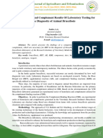 Local Hemolysin and Complement Results of Laboratory Testing For The Diagnostic of Animal Brucellosis