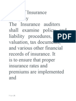 Audit of Insurance Company