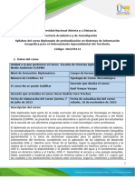 Syllabus Del Curso Diplomado de Profundización Sistemas de Información Geográfica para El Ordenamiento Agroambiental Del Territorio