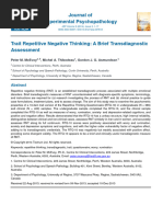 Mcevoy 2014: Trait Repetitive Negative Thinking A Brief Transdiagnostic Assessment