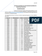 Combined Merit List - Engineering Programs - According To Roll No