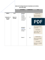 Calendario de Actividades de Sociología General Virtualizada