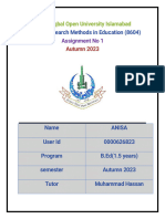 Course: Research Methods in Education (8604) : Allama Iqbal Open University Islamabad