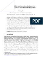 The Impact of Internal Control On The Quality of Corporate Governance From An Audit Perspective