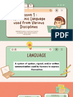 Lesson 0 1: Differentiates Language Us Ed in Academic Texts From Various Dis Ciplines