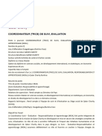 Coordonnateur (Trice) de Suivi, Evaluation