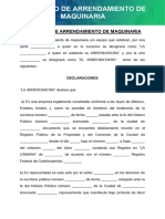 Contrato de Arrendamiento de Maquinaria