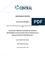 Evaluación y Propuesta de Mejora Del Sistema de Abastecimiento de Agua Potable para El Acueducto de La Asada Del Distrito de Tres Ríos de Osa.