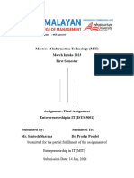 Entrepreneurship in IT Final Assignment Santosh Sharma