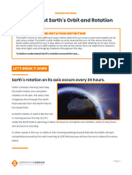 Earths Orbit and Rotation Reading Material Grades 3 5