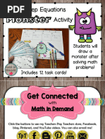 One-Step Equations Activity: Students Will Draw A Monster After Solving Math Problems!