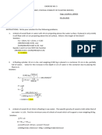 Ce 322 Fluid Mechanics Exercise No. 5 - Buoyancy & Statical Stability of Floating Bodies