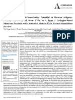 Fibrochondrogenic Differentiation Potential of Human Adipose Derived Mesenchymal Stem Cells in A Type I Collagen Based Meniscus Scaffold With Activated Platelet Rich Plasma Stimulation in Vitro