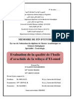 Evaluation de La Qualité de L'huile D'arachide de La Wilaya D'el-Oued