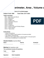 Test 5 - Perimeter, Area, Volume and Pythagoras