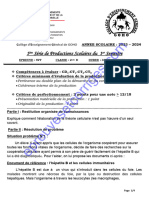 SVT 2nde D 1er Devoir Du 1er Semestre 2023-2024 Ceg Goho - Abomey