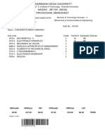 Provisional Mark Sheet