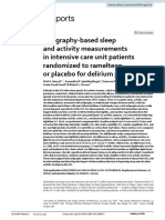 Actigraphy Based Sleep and Activity Measurements in Intensive Care Unit Patients Randomized To Ramelteon or Placebo For Delirium Prevention