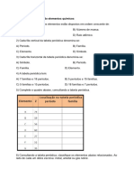 Exercícios Classificando Elementos Químicos