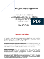 Pagamento Dos Credores e Ordem de Classificação Dos Créditos (6.6.2023)