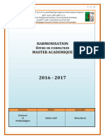 Harmonisation O Master Academique: Ffre DE Formation