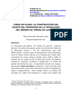 01 Fuera de Plano La Construcción Del Sujeto Del Feminismo en La Tecnología Del Género de Teresa de Lauretis