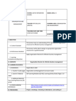 Daily Lesson Log in Organization and Management