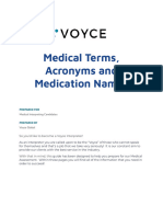 General Medical Terms, Acronyms & Medications