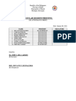 Attendance Sheet For Regular Session