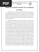 Ensayo de La Gestión Financiera de Las Empresas de Familia