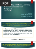 Q3W4 Distinguish Text Types According To Features Time Order Sequence Recount Process