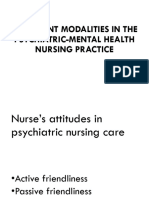 Treatment Modalities in The Psychiatric-Mental Health Nursing Practice