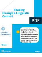 21st Century Literature - Unit 1 - Lesson 3 - Literary Reading Through A Linguistic Context