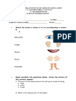 Science Kinder 1ST Quarter Exam