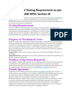 Mechanical Testing Requirement As Per ASME BPVC Section IX