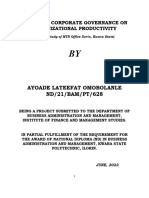 Impact of Corporate Governance On Organizational Productivity