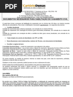 Documentos Necessários para Habailitação de Casamento