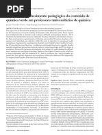 Aspectos Do Conhecimento Pedagógico Do Conteúdo de Química Verde em Professores Do Ensino Universitário de Química